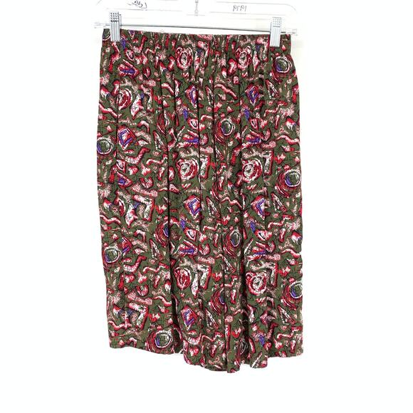 American Vintage Pants - Vintage 90s Pull On Elastic Waist Bermuda Shorts Womens Apx Sz 25" Green Red